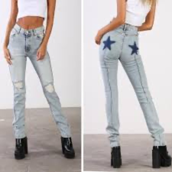 REVICE Denim Uptown / Almost Famous Jeans Women’s Size 25x 30" Star Flag Aritzia - Picture 1 of 12